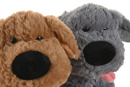 DKD Home Decor Peluche Perro Camel Gris Poliester 23 x 23 x 15 cm (6 Unidades)
