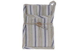 DKD Home Decor Set de 2 Paños de Algodón y Agarrador Gris