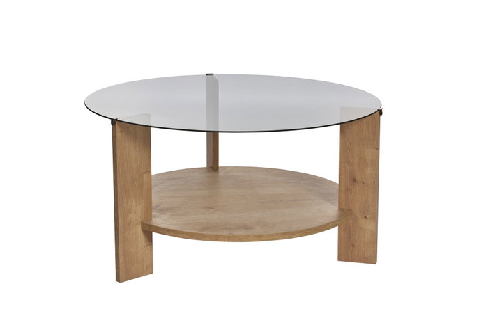 Nordure Mesa de Café Sapphire Oak, Fume 75x40x75 cm Cristal Templado y Melamina