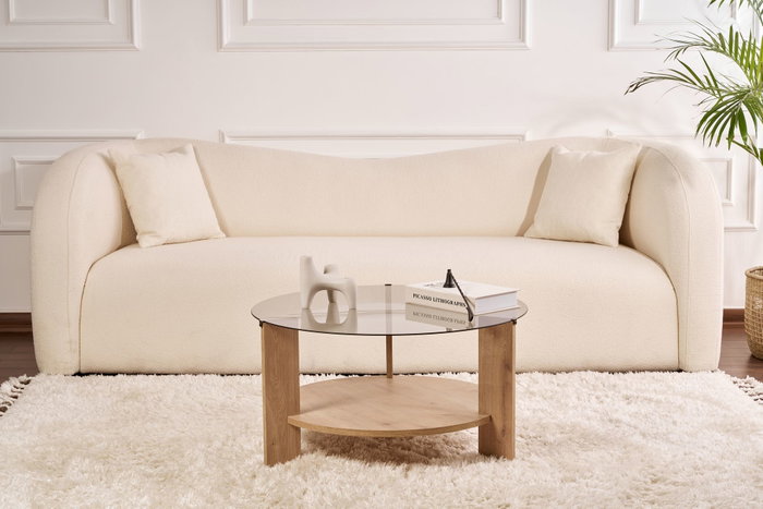 Nordure Mesa de Café Sapphire Oak, Fume 75x40x75 cm Cristal Templado y Melamina