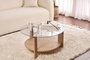 Nordure Mesa de Café Sapphire Oak, Fume 75x40x75 cm Cristal Templado y Melamina