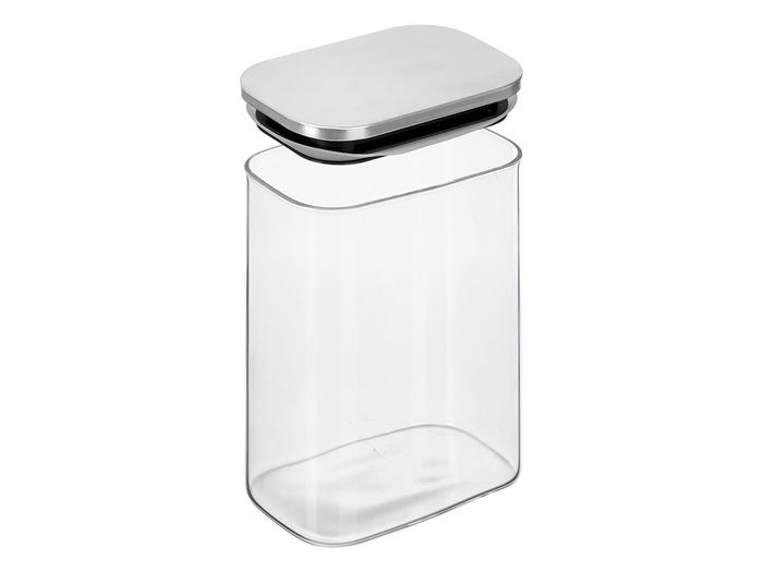Vivalto Tarro Rectangular Borosilicato 1.4L Tapa Acero 12x15x8 cm (Set de 12)