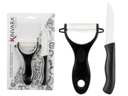 KINVARA Set de Pelador y Cuchillo Blanco-Negro