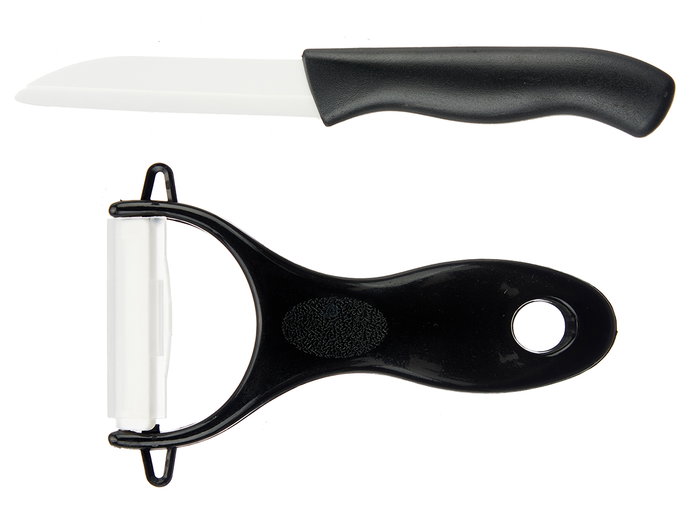 KINVARA Set de Pelador y Cuchillo Blanco-Negro