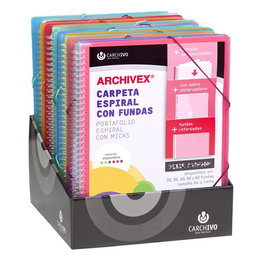 CARCHIVO Carpeta con Fundas y Refuerzo de Polipropileno A4 Surtida