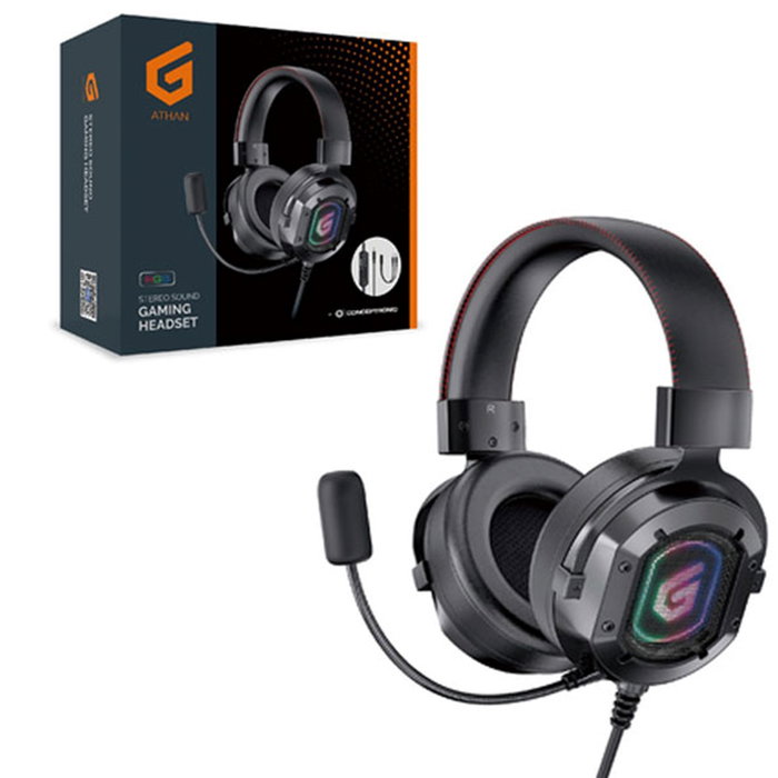 Conceptronic Auricular Gaming ATHAN03B con micrófono, LED RGB, jack 3.5 mm, para PC, PS5, Xbox One