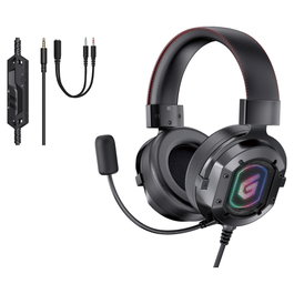 Conceptronic ATHAN03B Stereo Gaming Headset Negro con LED RGB y Jack 3,5 mm