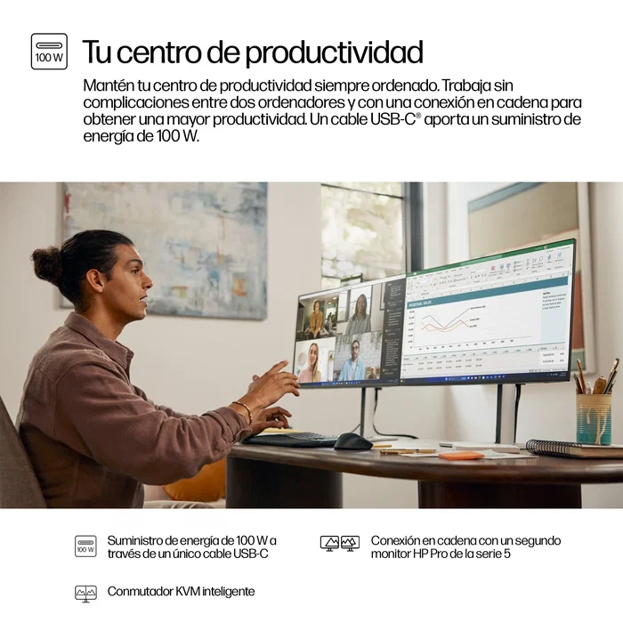 HP Series 5 Pro 527pm Monitor de Videoconferencia QHD USB-C 27 pulgadas Jet Black HP Series 5 Pro 527pm Monitor de Videoconferencia QHD USB-C 27 pulgadas Jet Black