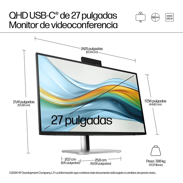 HP Series 5 Pro 527pm Monitor de Videoconferencia QHD USB-C 27 pulgadas Jet Black HP Series 5 Pro 527pm Monitor de Videoconferencia QHD USB-C 27 pulgadas Jet Black
