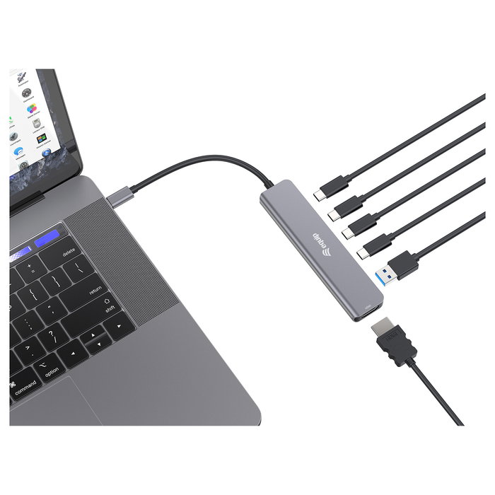 Equip 133500 Docking station USB-C 6-en-1 con HDMI 4K, 4xUSB-C y 1xUSB-A, Gris Equip 133500 Docking station USB-C 6-en-1 con HDMI 4K, 4xUSB-C y 1xUSB-A, Gris
