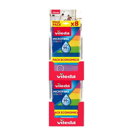 Vileda Expositor con 10 packs de 8 uds. de bayetas de microfibra colores
