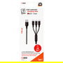 2GO Cable 3 en 1 USB de Carga y Datos con Conector USB B a Triple USB Tipo C, Forro de Nylon, 1.5 Metros, Negro