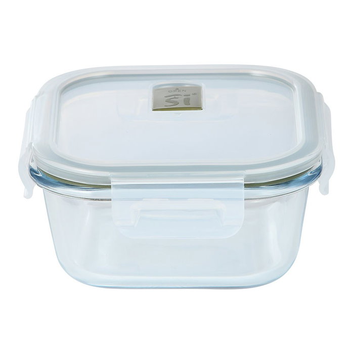 San Ignacio Fiambrera Hermética de Vidrio Borosilicato Cuadrada Experto, 520 ml, 13.8 * 13.8 * 7 cm, Apta para Horno, Microondas, Lavavajillas, Frigorífico y Congelador