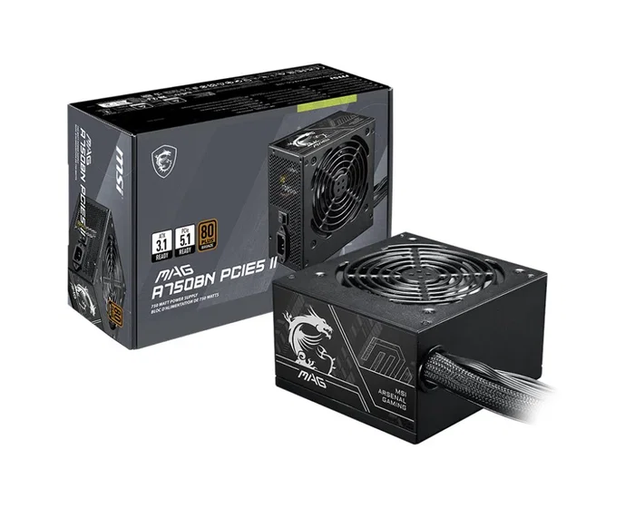 MSI MAG A750BN PCIE5 II 750 W 80 PLUS Bronze ATX Negro
