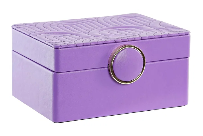 DKD Home Decor Joyero Glam Lila Pu Mdf 17 x 10 x 23 cm