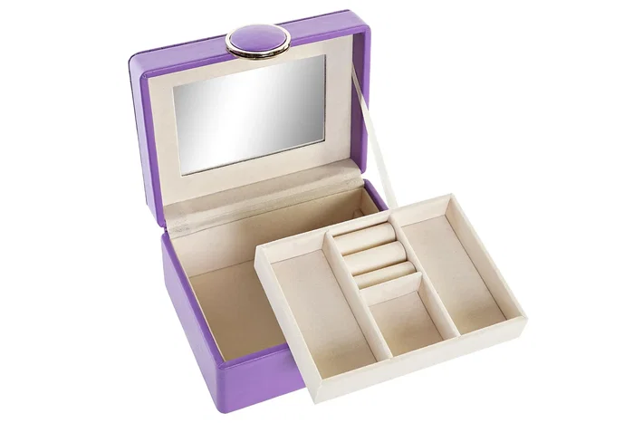 DKD Home Decor Joyero Glam Lila Pu Mdf 17 x 10 x 23 cm
