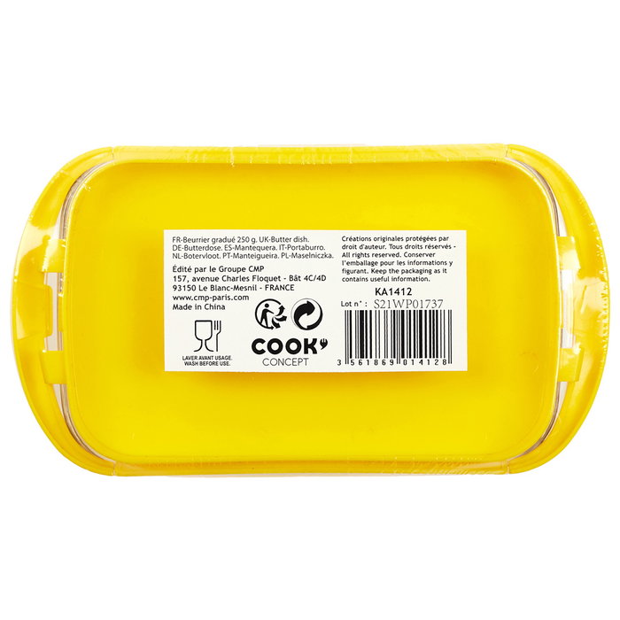 Cook Concept Mantequera 16,5X9, altura 6,3 cm - Capacidad 250 gr, plástico, colores surtidos (gris, rojo, verde)