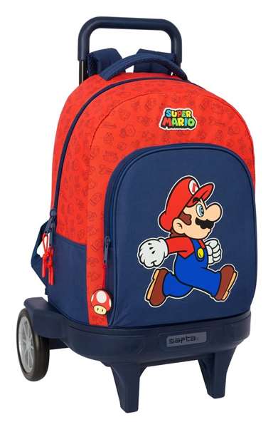 Safta Mochila Grande con Ruedas Super Mario Trick Extraíble