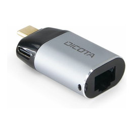 Dicota USB-C to Ethernet Mini Adapter con PD (100W) Plata/Negro