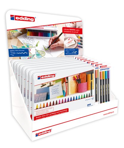 Edding Rotuladores 1200 Punta Fibra 20 Colores Surtidos en Caja Metálica con Regalo