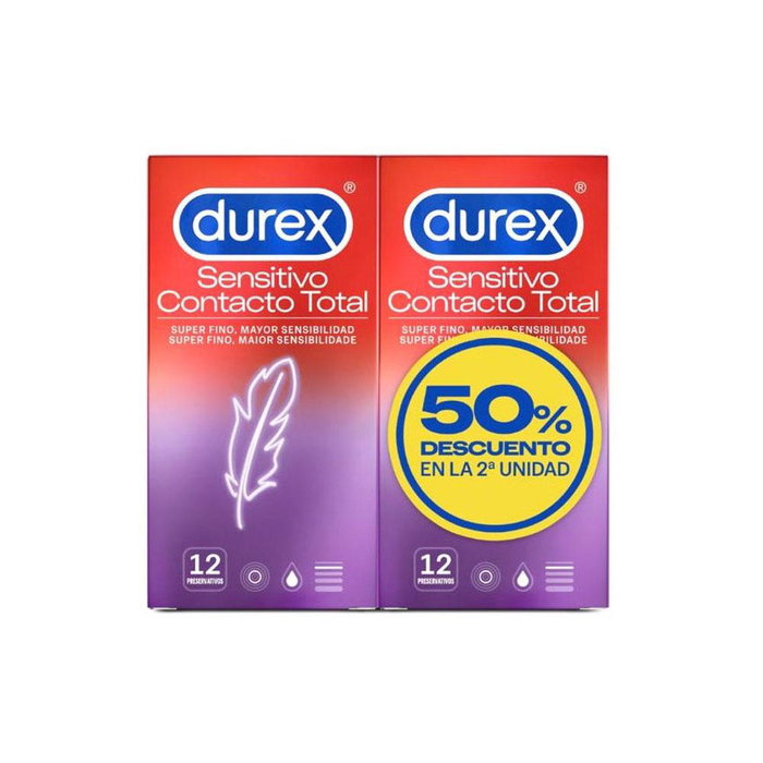 Durex Condones Sensitivo Contacto Total 2 Cajas de 12 Unidades Durex Condones Sensitivo Contacto Total 2 Cajas de 12 Unidades