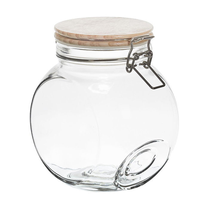 Cook Concept Bote Cristal 1,7 L con Tapa Madera Cierre Mecánico y Doble Base Ideal Cocina Decorativa