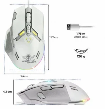Spirit of gamer Ratón elite m60 blanco rgb