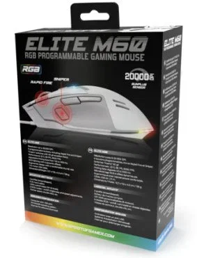 Spirit of gamer Ratón elite m60 blanco rgb