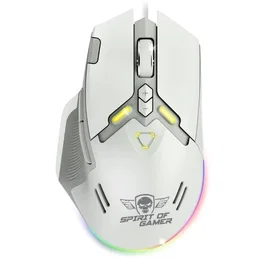 Spirit of Gamer Ratón Gaming Elite M60 Blanco con Iluminación RGB