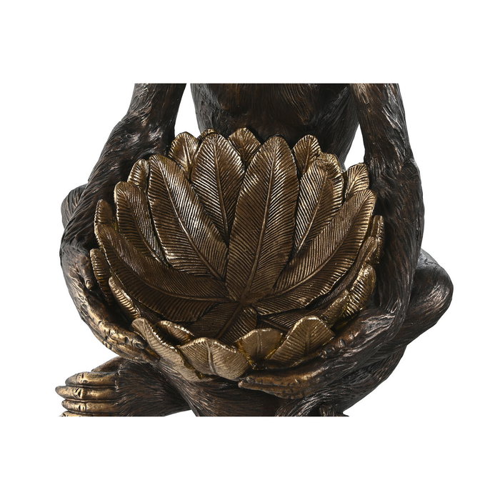 DKD Home Decor Figura de Mono en Resina Marrón y Dorado