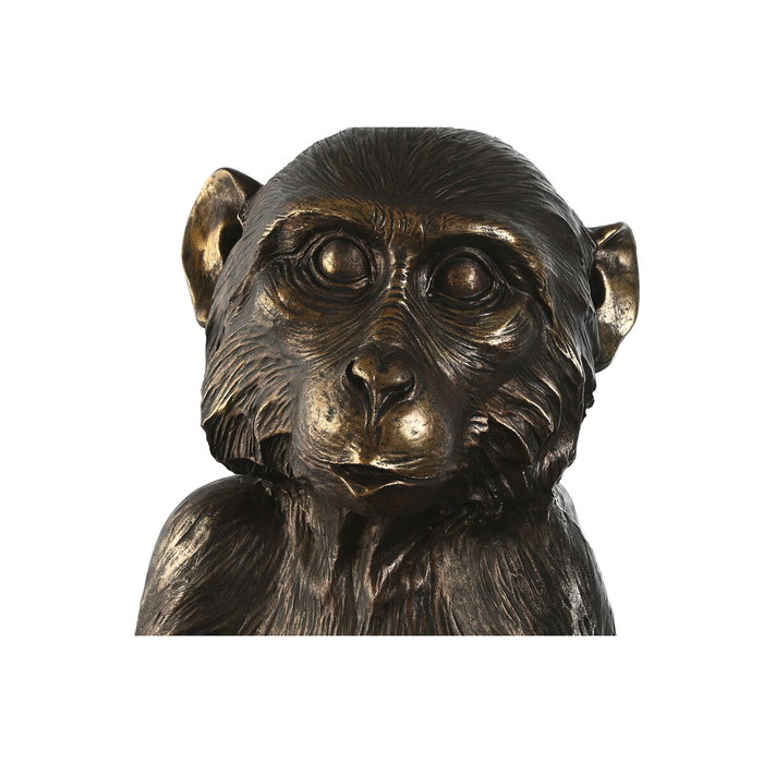 DKD Home Decor Figura de Mono en Resina Marrón y Dorado