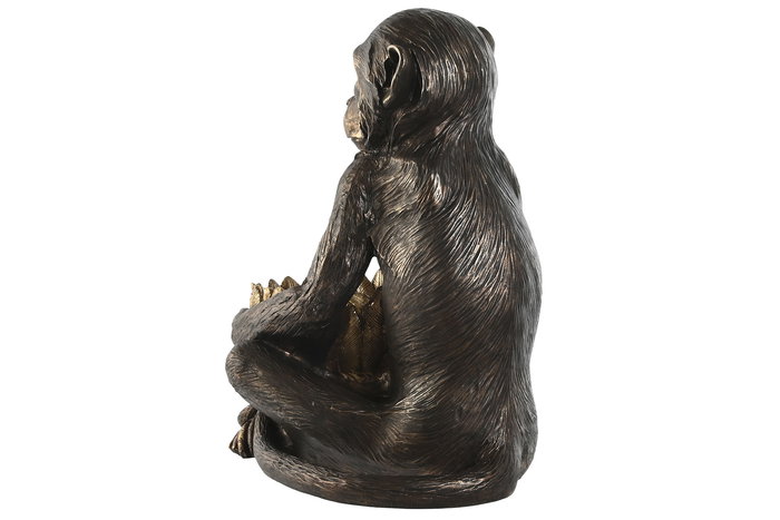DKD Home Decor Figura Mono Marron Dorado Resina 37 x 50 x 40 cm
