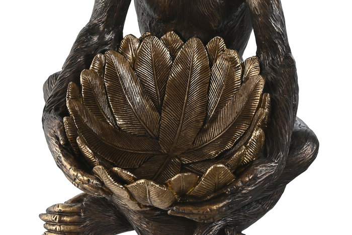 DKD Home Decor Figura Mono Marron Dorado Resina 37 x 50 x 40 cm