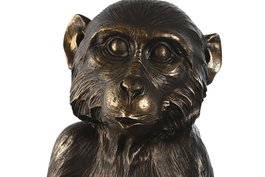 DKD Home Decor Figura Mono Marron Dorado Resina 37 x 50 x 40 cm