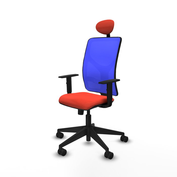 PIQUERAS Y CRESPO Silla de oficina Motilla con mecanismo Sincro, malla Azul y tela Naranja oscuro PIQUERAS Y CRESPO Silla de oficina Motilla con mecanismo Sincro, malla Azul y tela Naranja oscuro