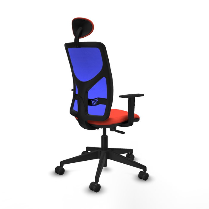 PIQUERAS Y CRESPO Silla de oficina Motilla con mecanismo Sincro, malla Azul y tela Naranja oscuro PIQUERAS Y CRESPO Silla de oficina Motilla con mecanismo Sincro, malla Azul y tela Naranja oscuro