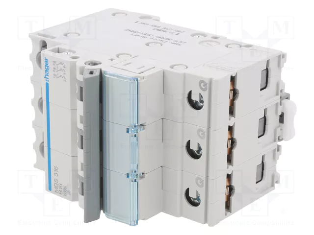 Hager MBS316 Disyuntor 3 polos 6kA B-16A Quick Connect 3M Hager MBS316 Disyuntor 3 polos 6kA B-16A Quick Connect 3M