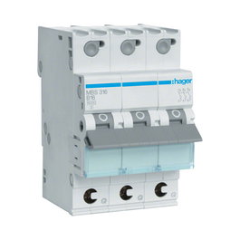 Hager MBS316 Interruptor magnetotérmico 3 polos 6kA B-16A Quick Connect