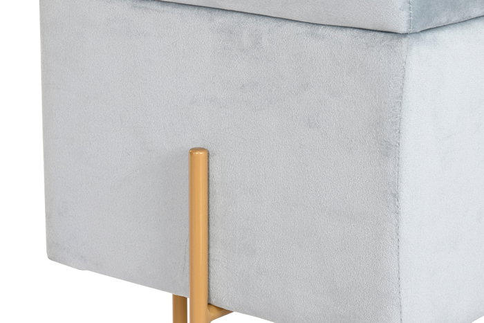 DKD Home Decor Reposapies Gris Dorado Metal Poliester 45 x 45 x 45 cm