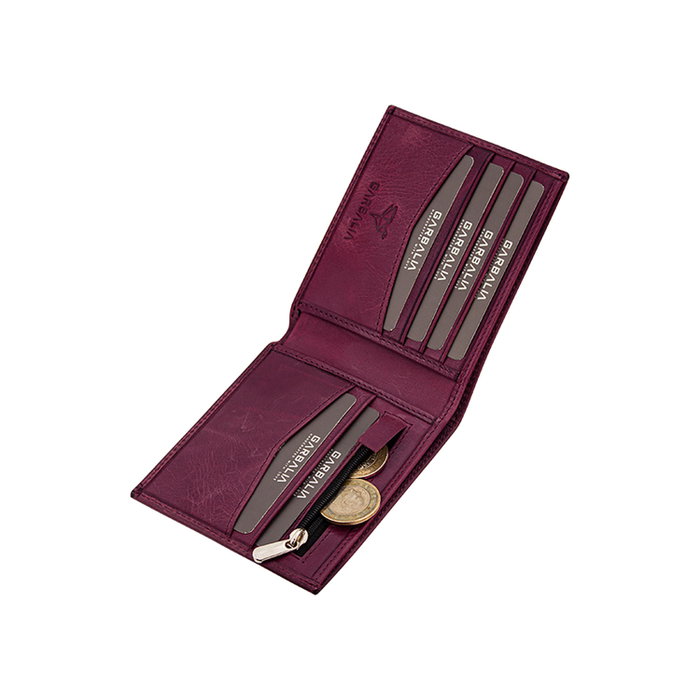 Zoozie Bags Delhi Cartera de Hombre Piel Auténtica Rojo Claret 11x2x9 cm