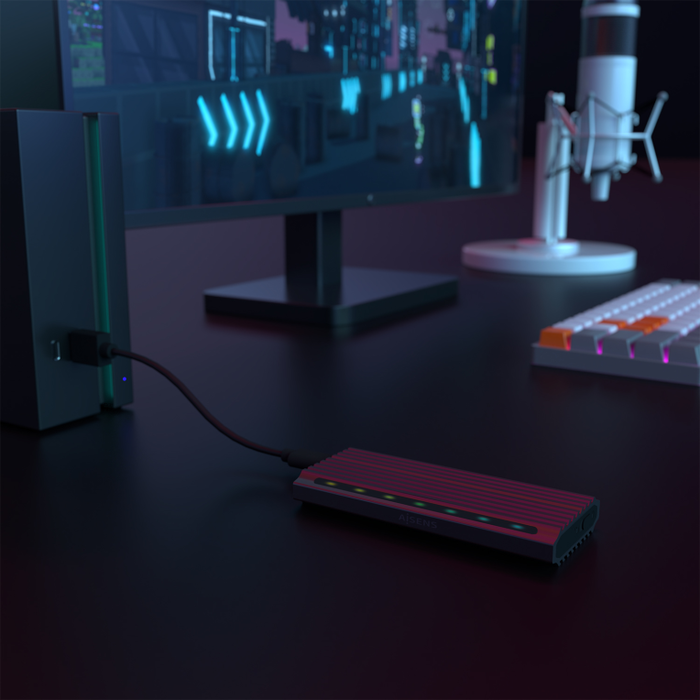 Aisens Caja Externa M.2 RGB Gaming ASM2-RGB011GR SATA/NVMe USB 3.2 Gen 2 Gris Aisens Caja Externa M.2 RGB Gaming ASM2-RGB011GR SATA/NVMe USB 3.2 Gen 2 Gris