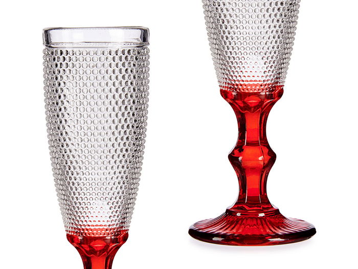 Vivalto Copa Cava Vidrio Dec Puntos Pie Rojo 18 CL 7 x 20 x 7 cm (Set de 36)