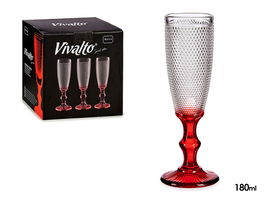 Vivalto Copa Cava Vidrio Dec Puntos Pie Rojo 18 CL 7 x 20 x 7 cm (Set de 36)