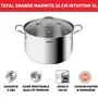 Tefal B8646404 Marmite 26 cm de acero inoxidable, todos los incendios que incluyen inducción, 6.5 l, asas robustas, cubierta de vidrio, Intuición XL
