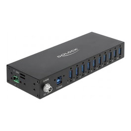 DeLOCK Industrie Hub 10 x USB 5 Gbps Typ-A con protección ESD de 8 kV y montaje en carril DIN