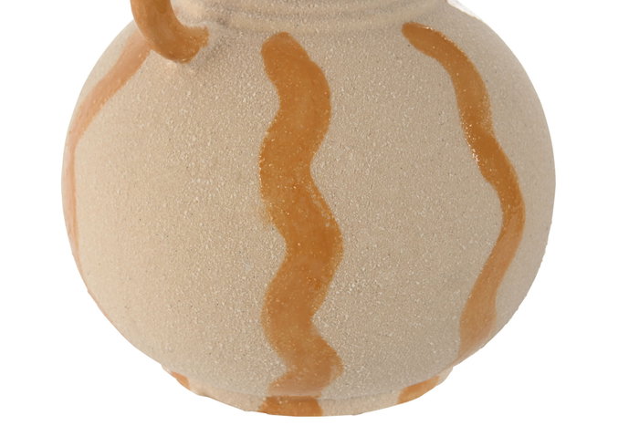 DKD Home Decor Jarrón de Porcelana con Asas Mostaza y Crema DKD Home Decor Jarrón de Porcelana con Asas Mostaza y Crema