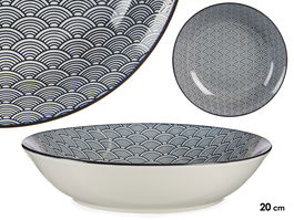 Vessia Plato Hondo 20 cm Onda Japonesa Negro Porcelana Apto Lavavajillas (Set de 24)