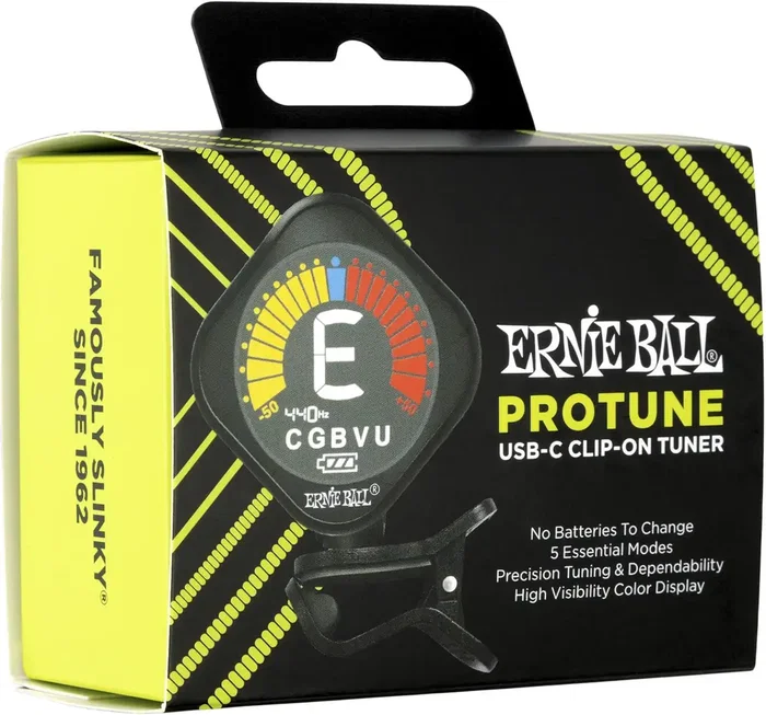 Ernieball P09627 Afinador Cromático de Pinza ProTune USB-C con 5 Modos de Afinación y Pantalla a Color Ernieball P09627 Afinador Cromático de Pinza ProTune USB-C con 5 Modos de Afinación y Pantalla a Color