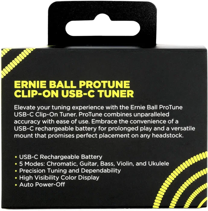 Ernieball P09627 Afinador Cromático de Pinza ProTune USB-C con 5 Modos de Afinación y Pantalla a Color Ernieball P09627 Afinador Cromático de Pinza ProTune USB-C con 5 Modos de Afinación y Pantalla a Color