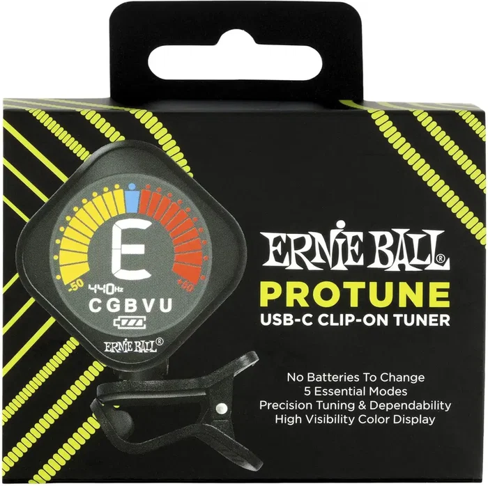 Ernieball P09627 Afinador Cromático de Pinza ProTune USB-C con 5 Modos de Afinación y Pantalla a Color Ernieball P09627 Afinador Cromático de Pinza ProTune USB-C con 5 Modos de Afinación y Pantalla a Color